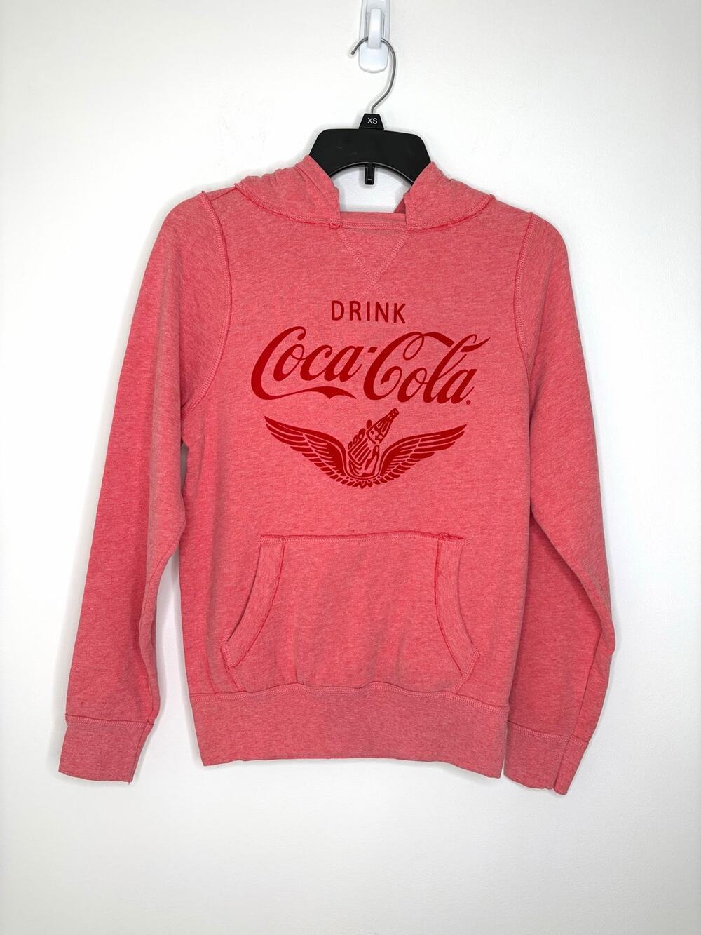 Drink Coca Cola Hoodie Women's XS Felt Letters Classic American Cozy Streetwear